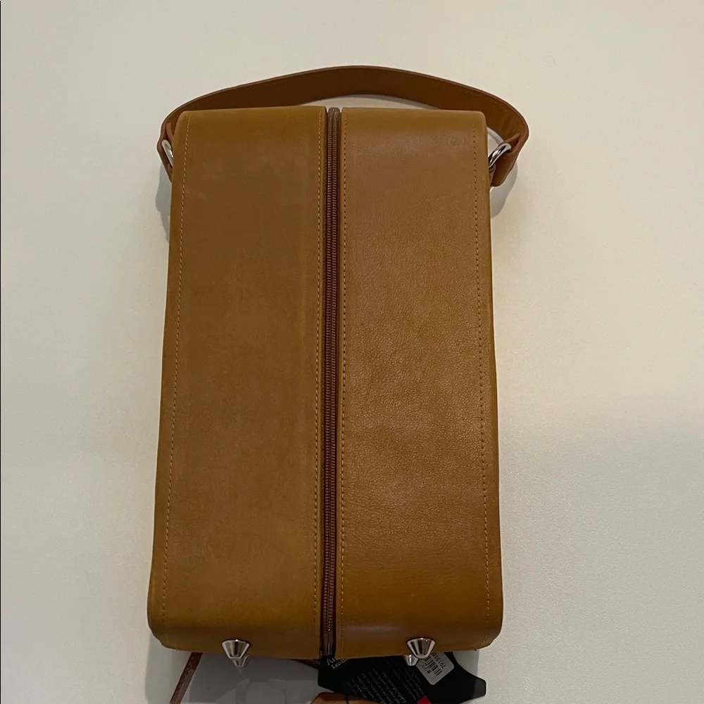 Ameri Leather Tan Leather Wine Travel Bag
